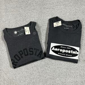Aeropostale Shirt Mens Large Gray Short Sleeve Graphic Tees Bundle NWT